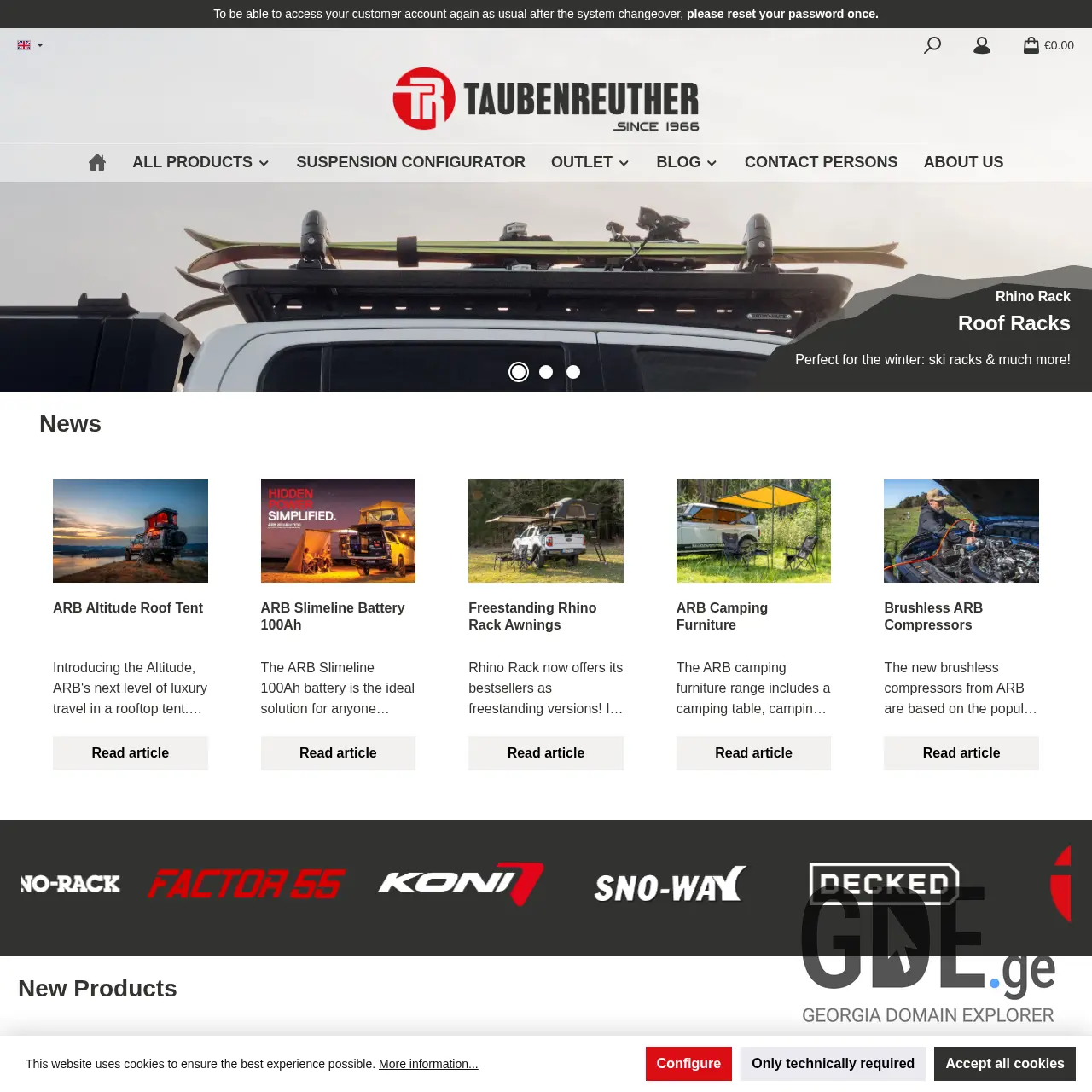Screenshot of the site taubenreuther.ge at 2026-03-27