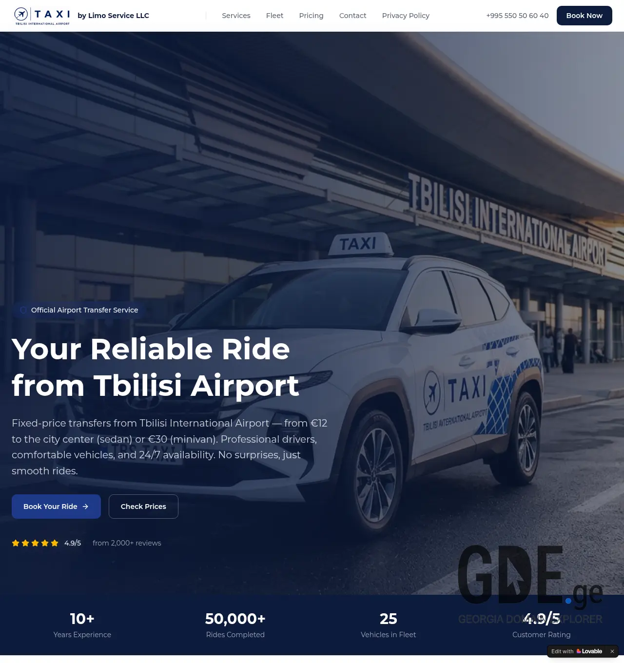 Screenshot of the site taxitbilisi.ge at 2026-06-23