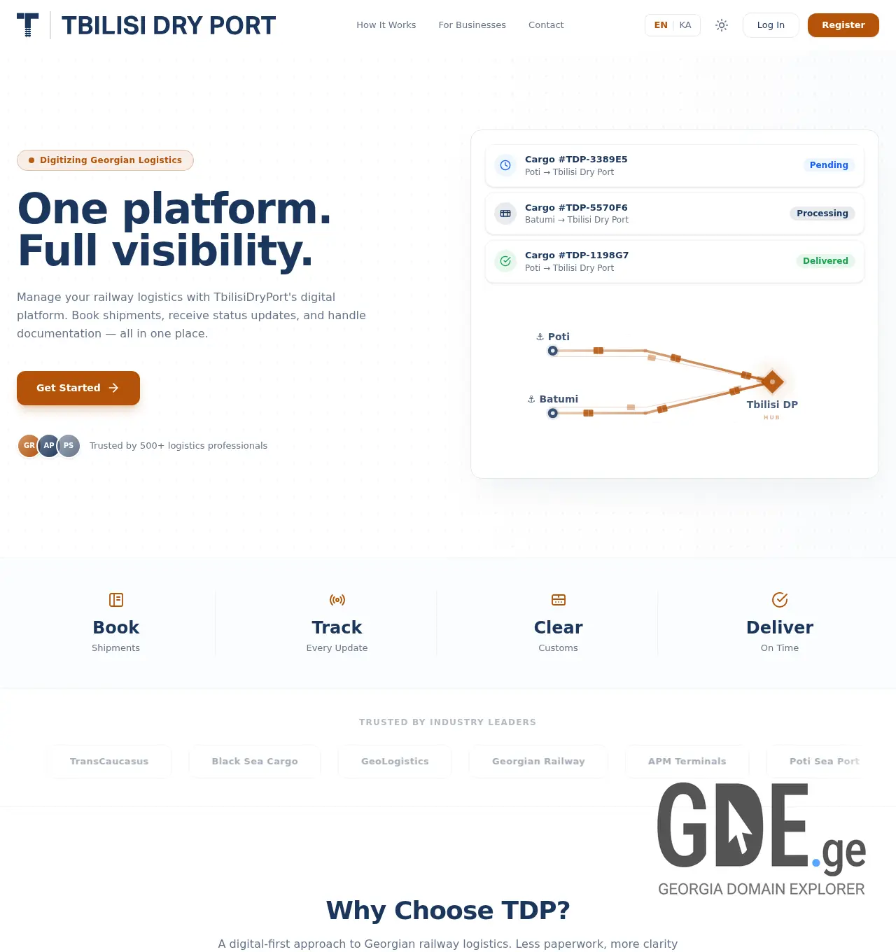 Screenshot of the site tdplogistics.ge at 2026-07-27