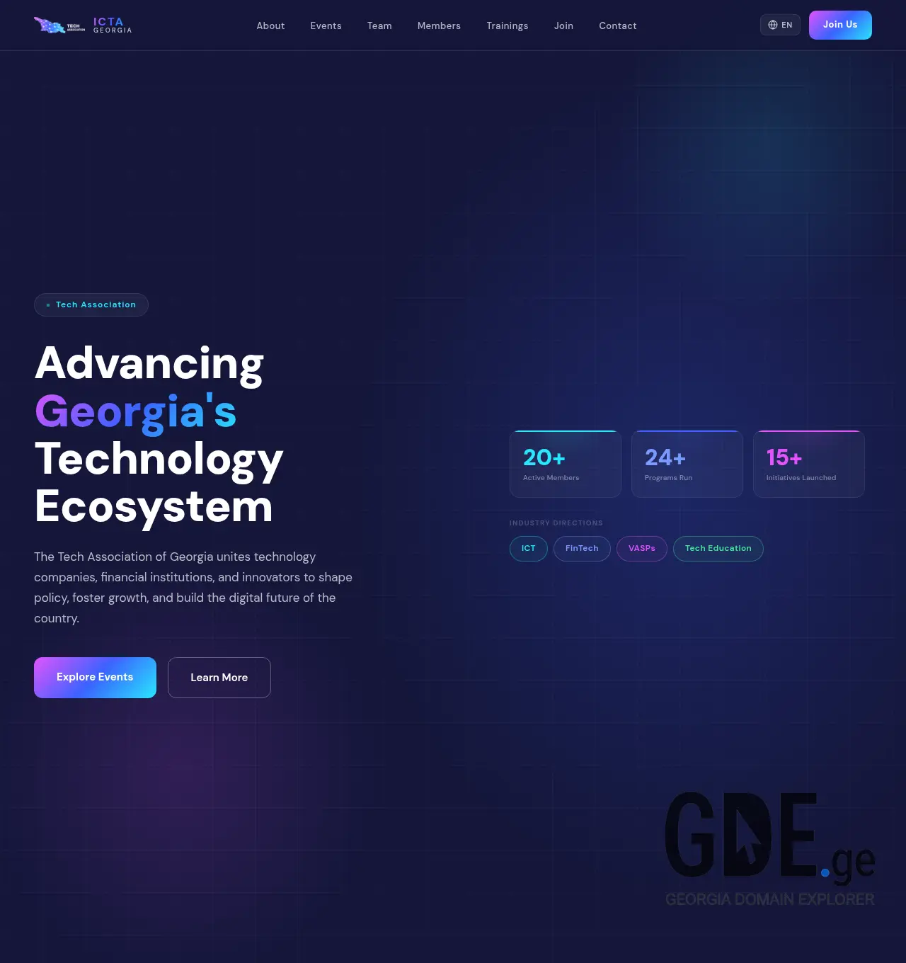 Screenshot of the site techassociation.ge at 2026-05-06
