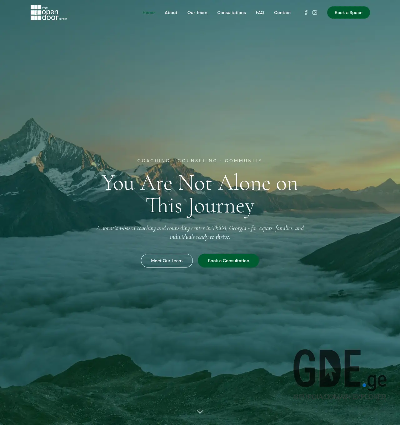 Screenshot of the site theopendoor.ge at 2026-05-03