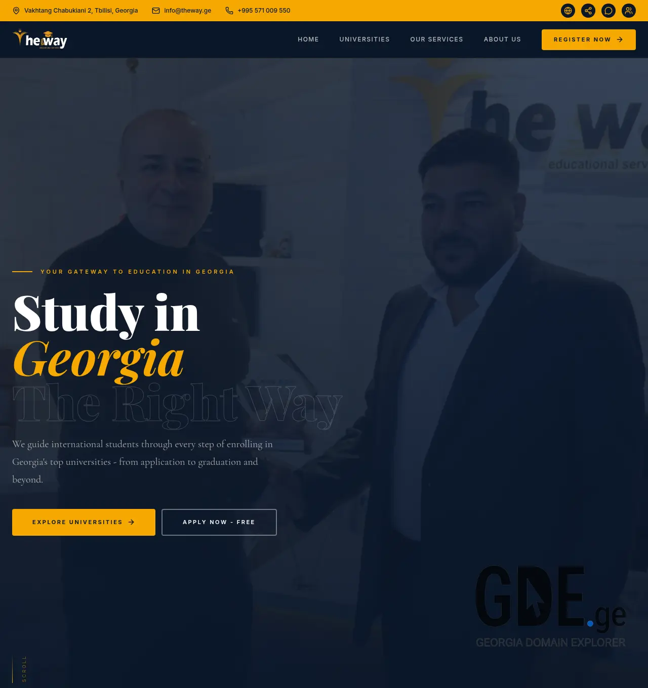 Screenshot of the site theway.ge at 2026-05-02