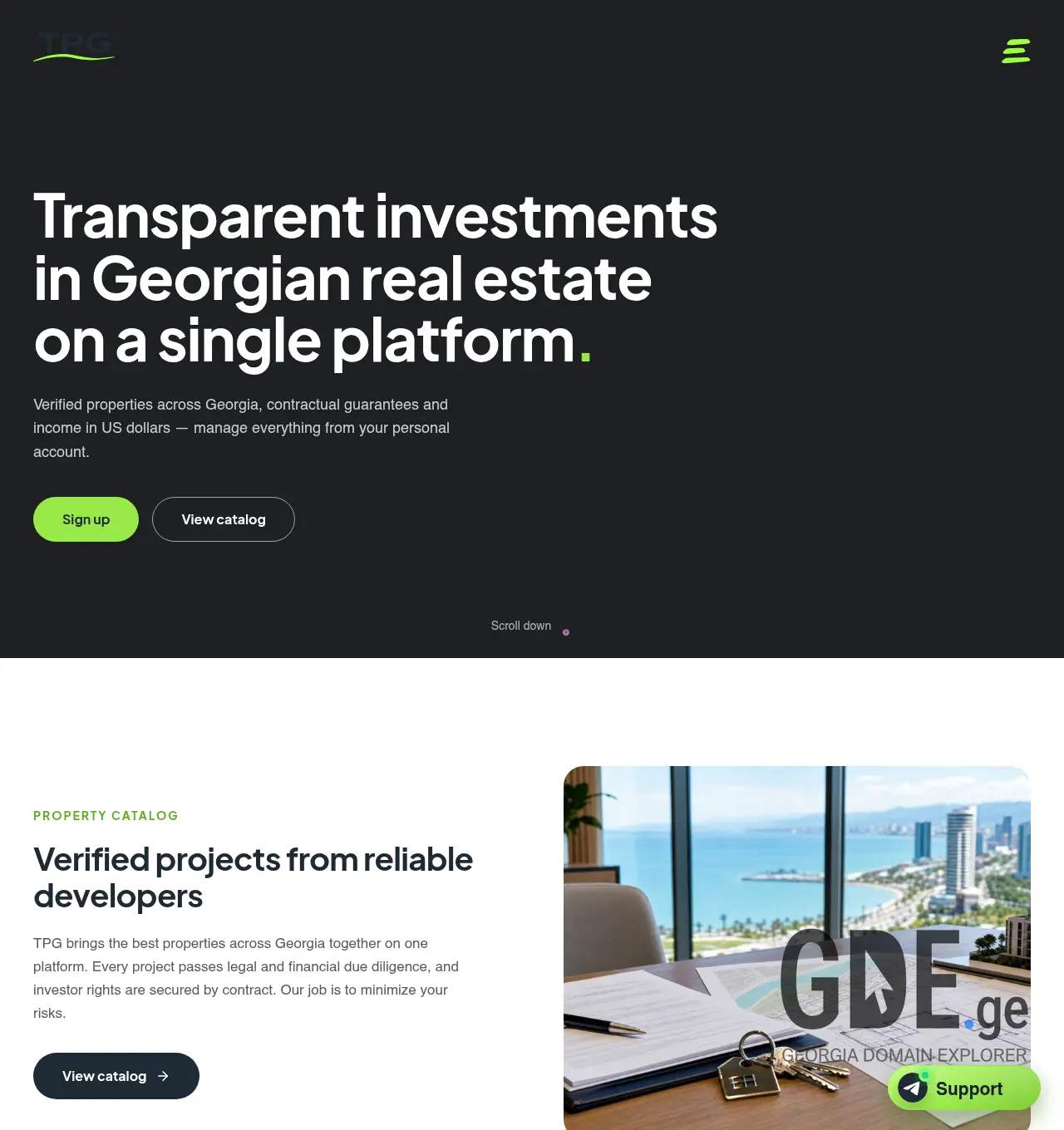 Screenshot of the site tpg-corporation.ge at 2026-06-26