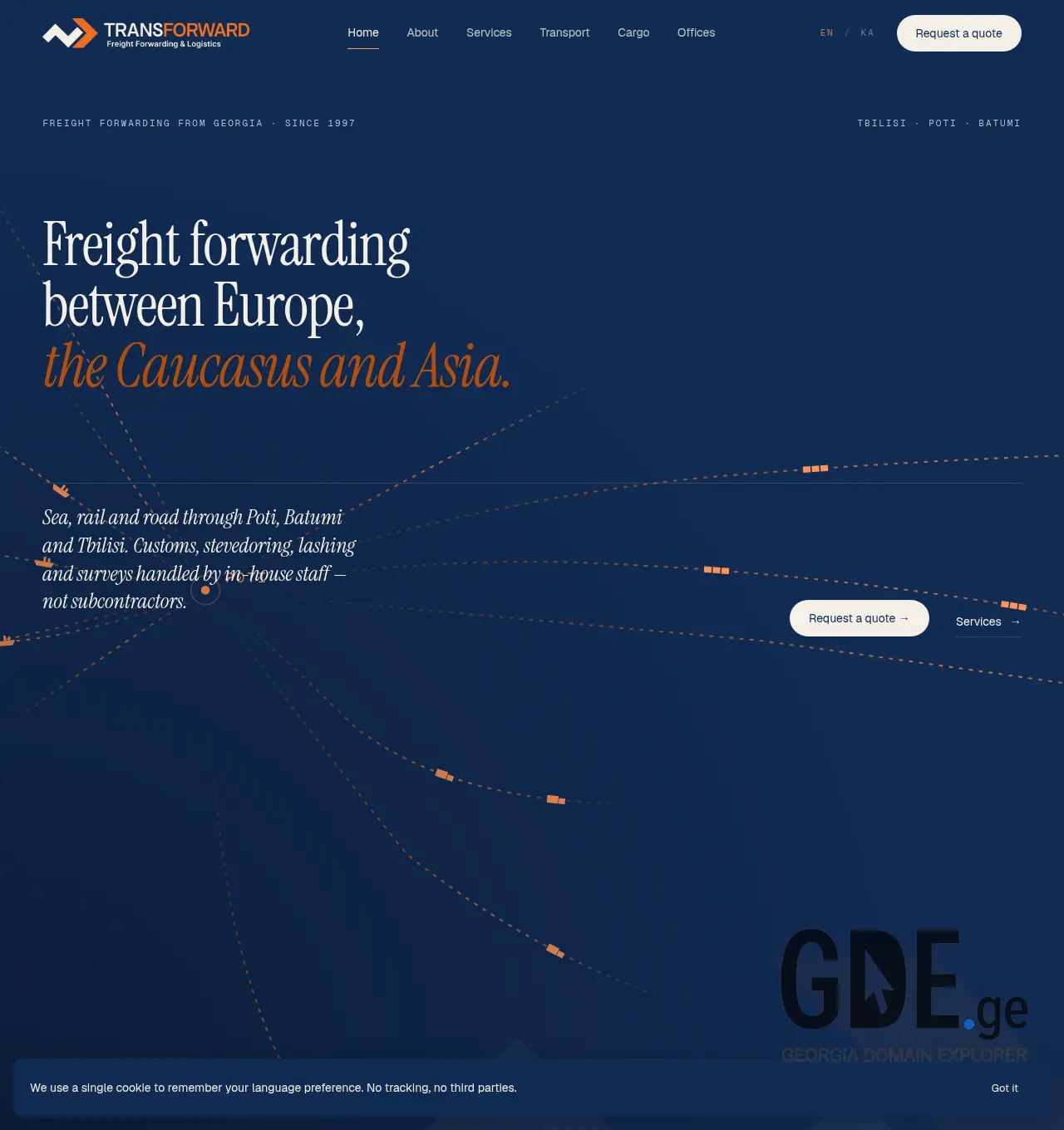 Screenshot of the site transforward.ge at 2026-07-11