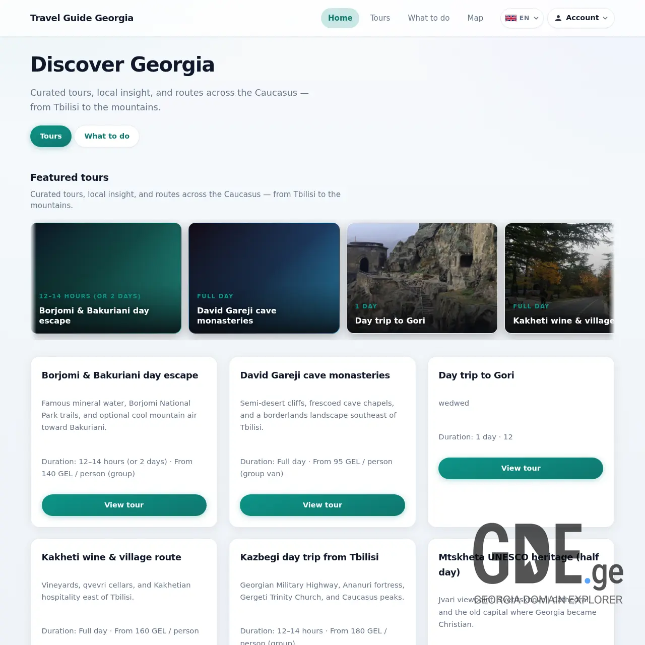 Screenshot of the site travelguide.ge at 2026-03-26
