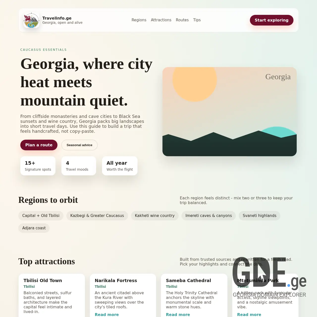 Screenshot of the site travelinfo.ge at 2026-03-26
