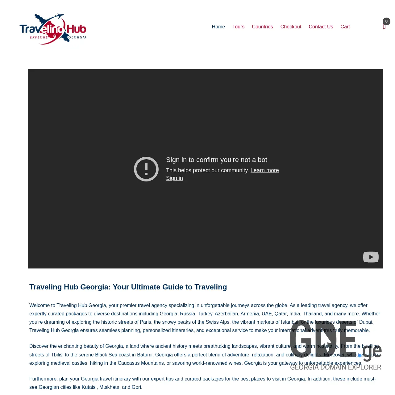 Screenshot of the site travelinghub.ge at 2026-03-27
