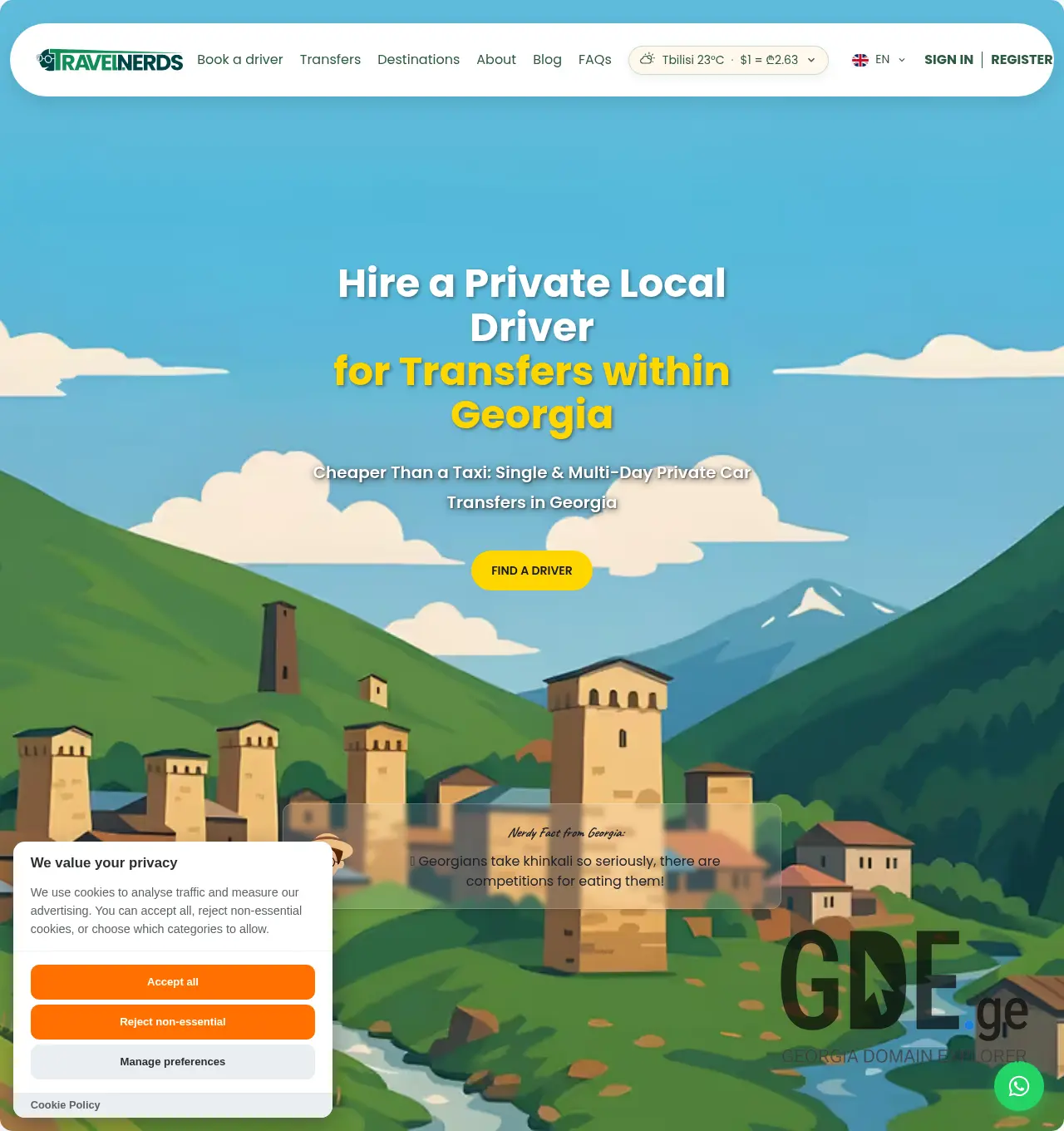 Screenshot of the site travelnerds.ge at 2026-07-13