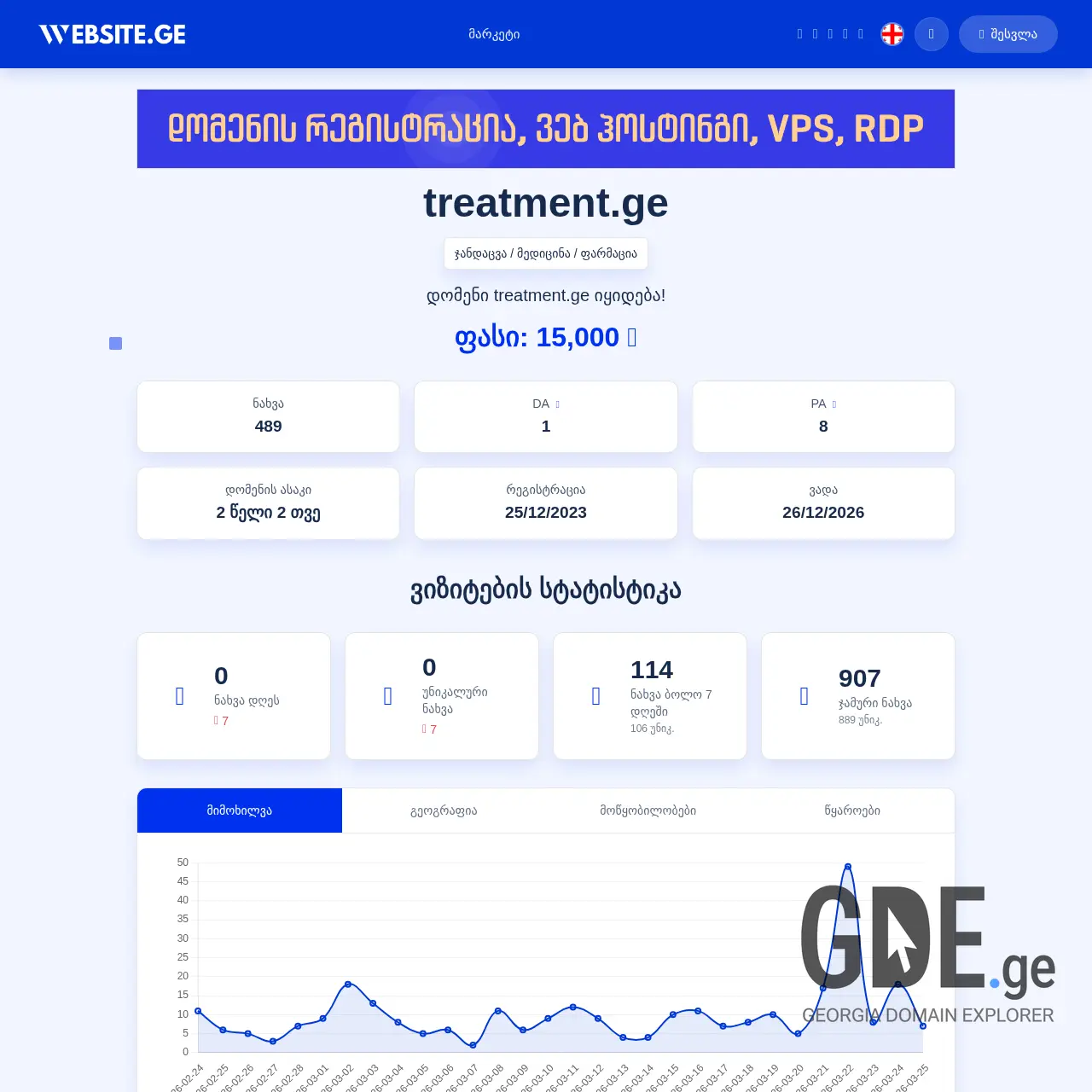 Screenshot of the site treatment.ge at 2026-03-26