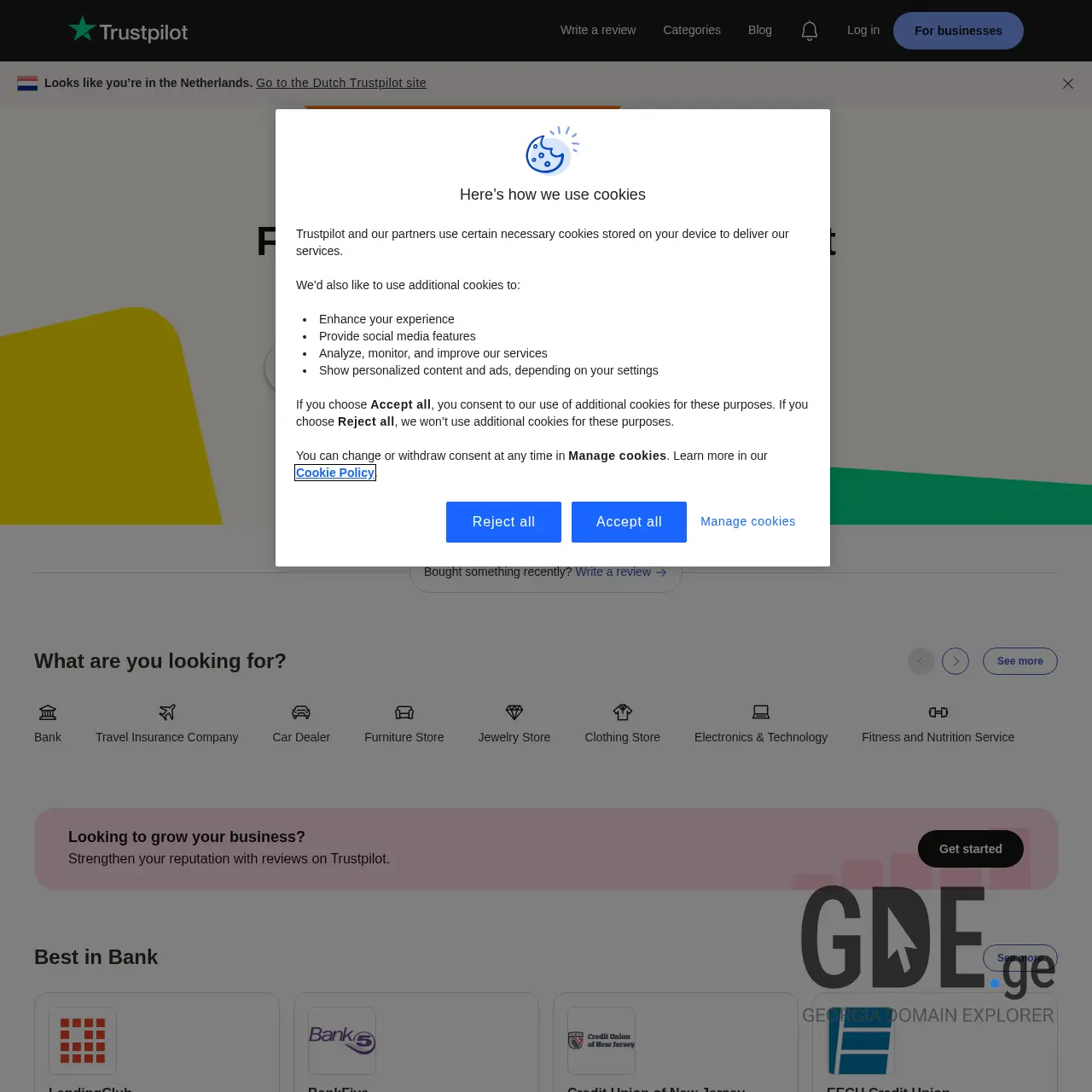 Screenshot of the site trustpilot.ge at 2026-03-27