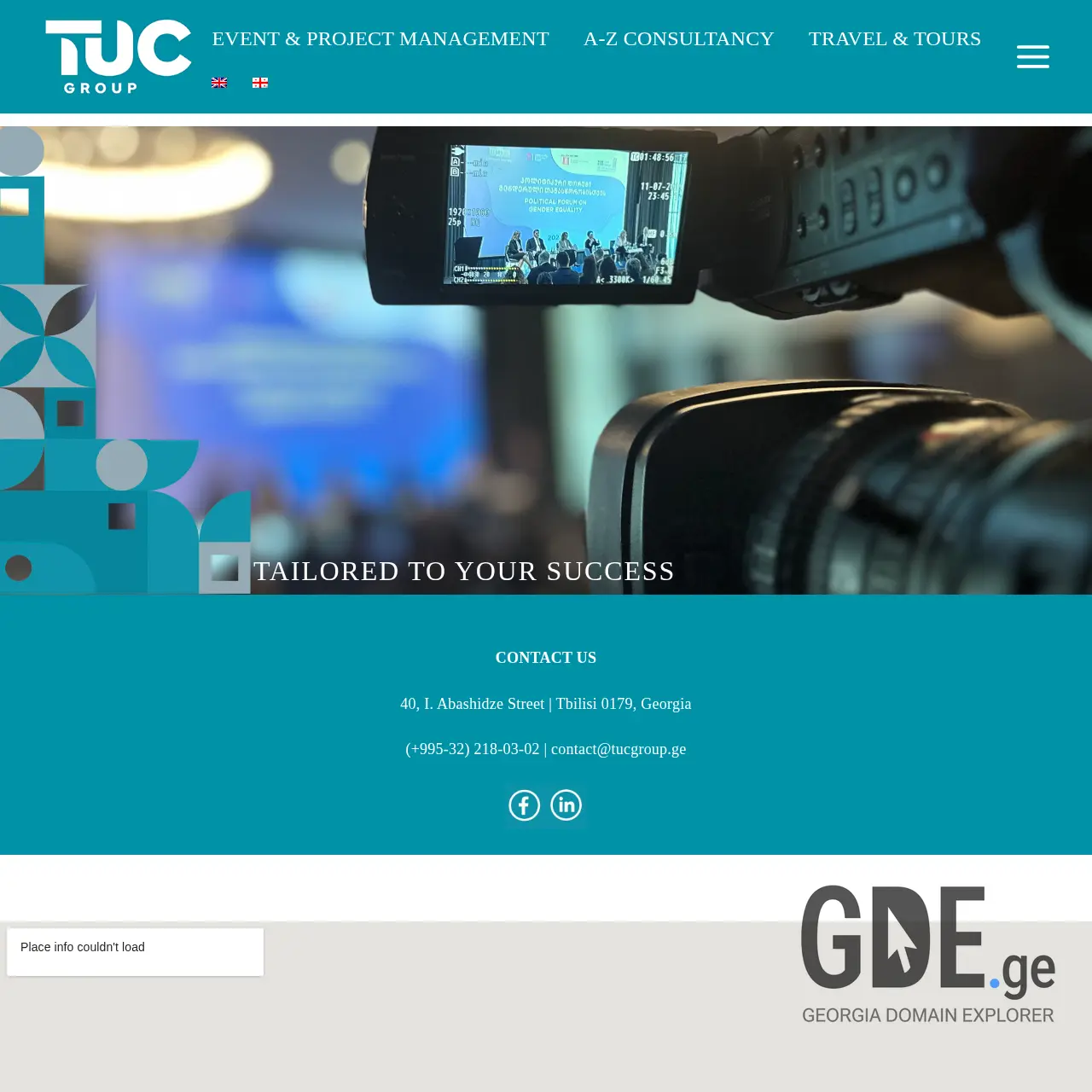 Screenshot of the site tucgroup.ge at 2026-04-02
