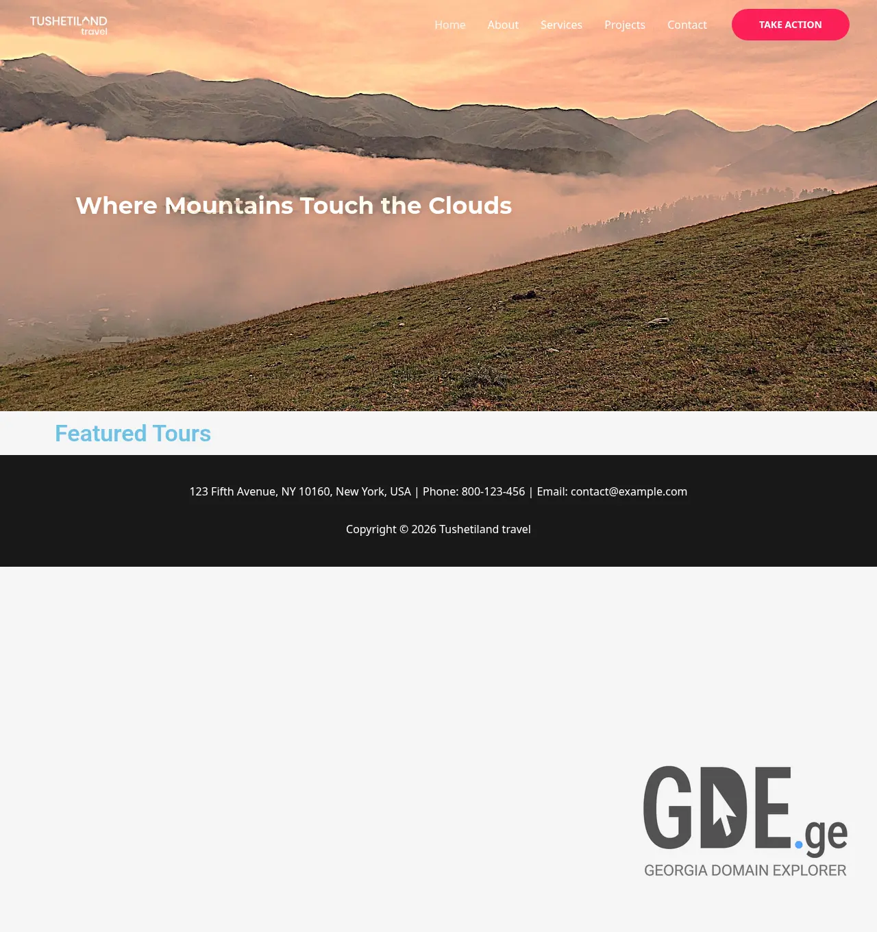Screenshot of the site tushetiland.ge at 2026-04-25
