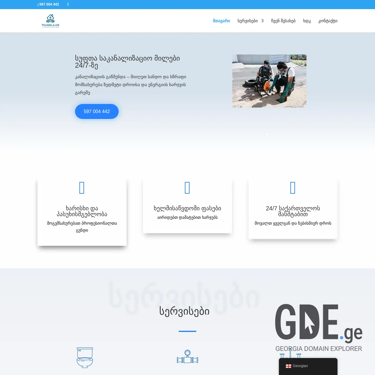 Screenshot of the site txunela.ge at 2026-04-02