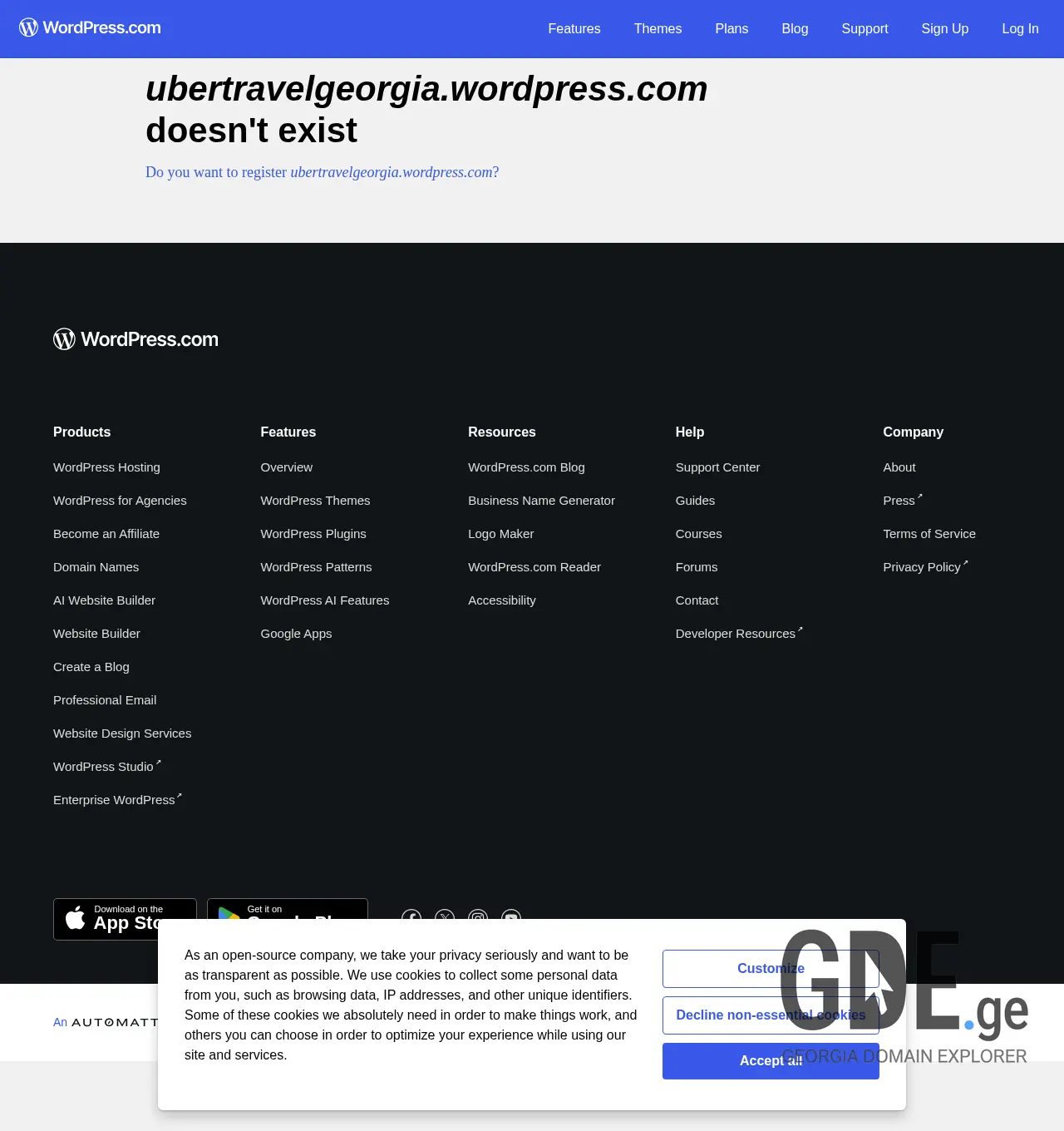 Screenshot of the site ubertravelgeorgia.ge at 2026-06-19