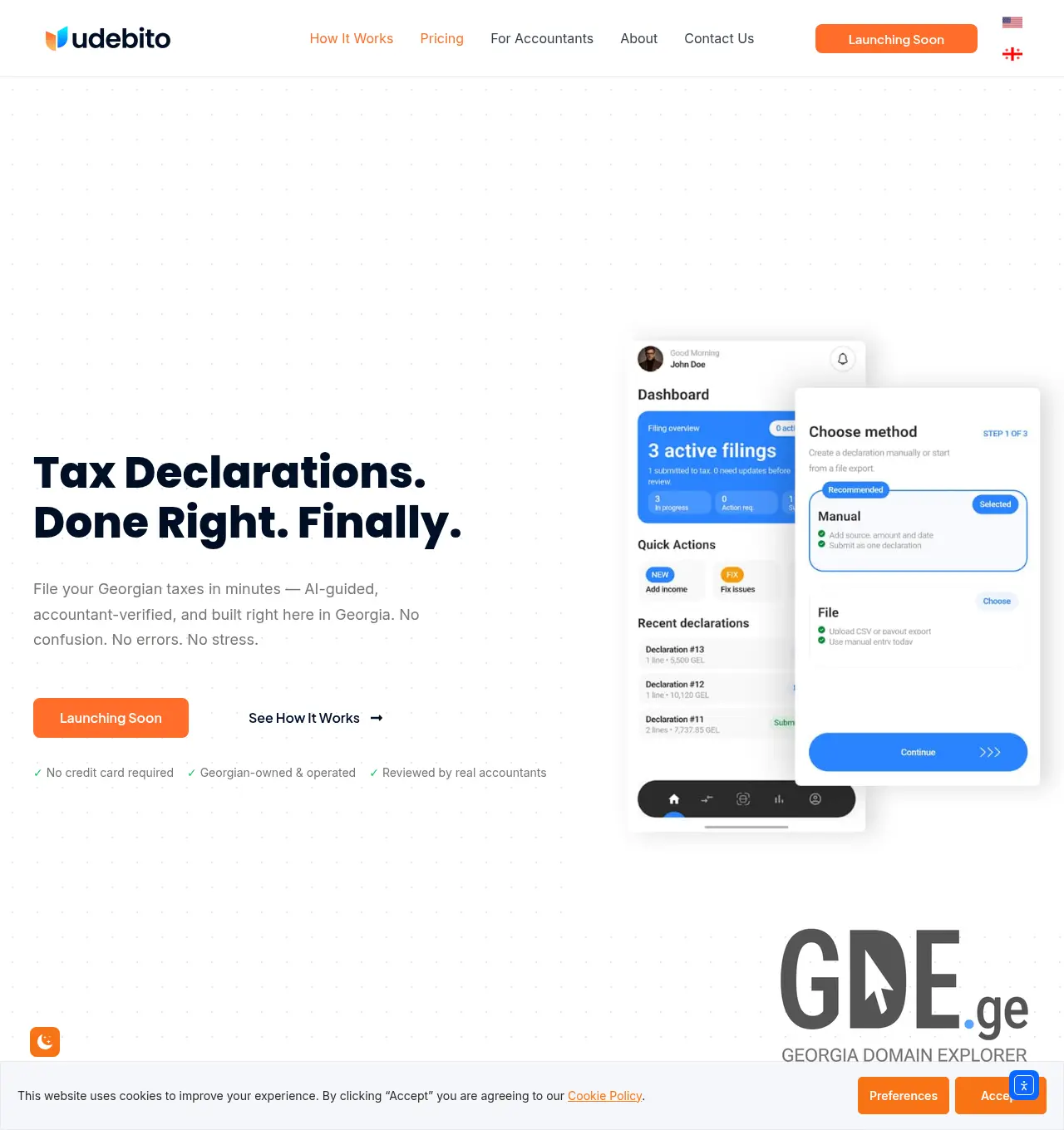 Screenshot of the site udebito.ge at 2026-07-11