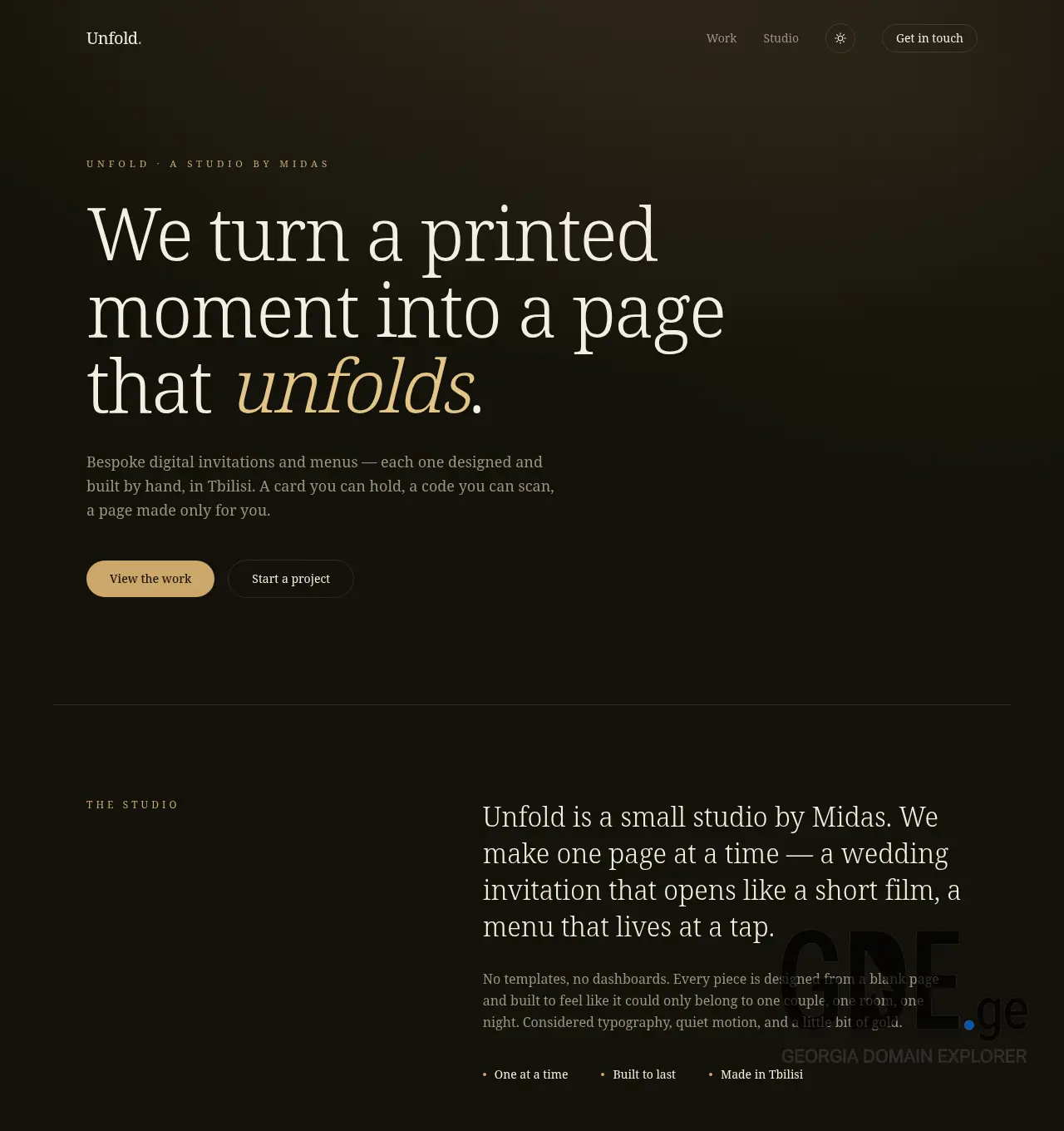 Screenshot of the site unfold.ge at 2026-06-26