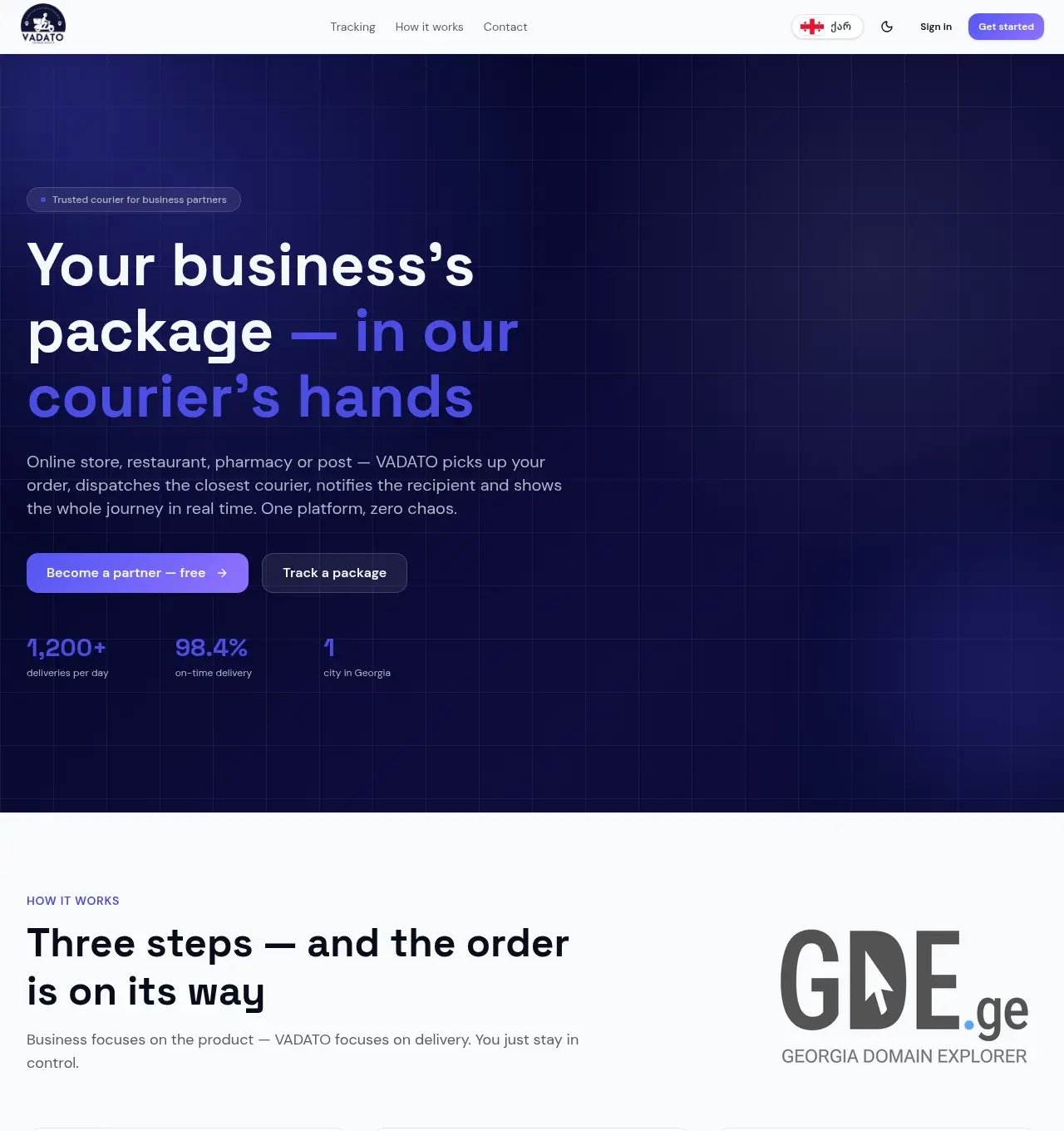 Screenshot of the site vadato.ge at 2026-05-18