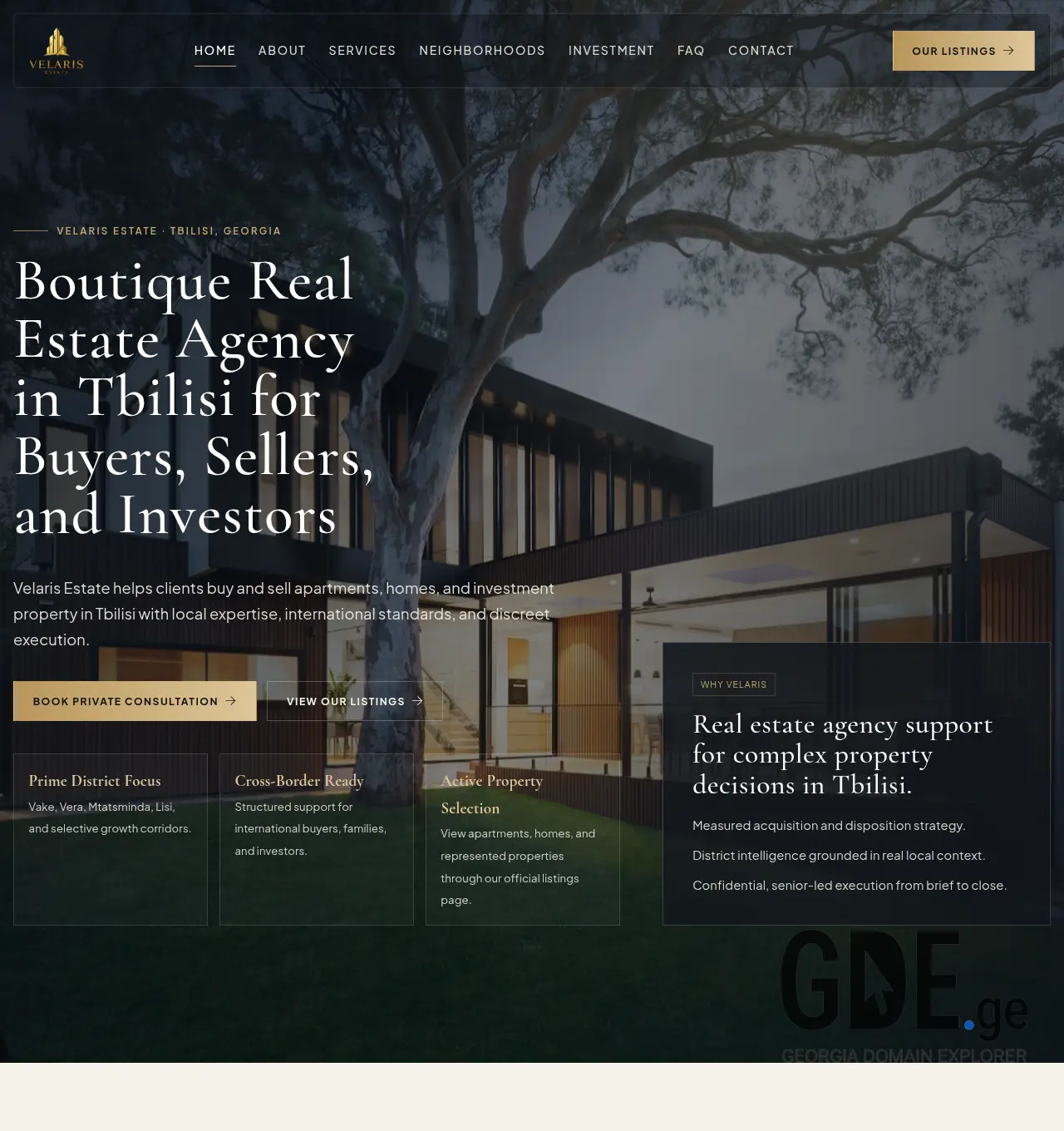 Screenshot of the site velaris.ge at 2026-04-06