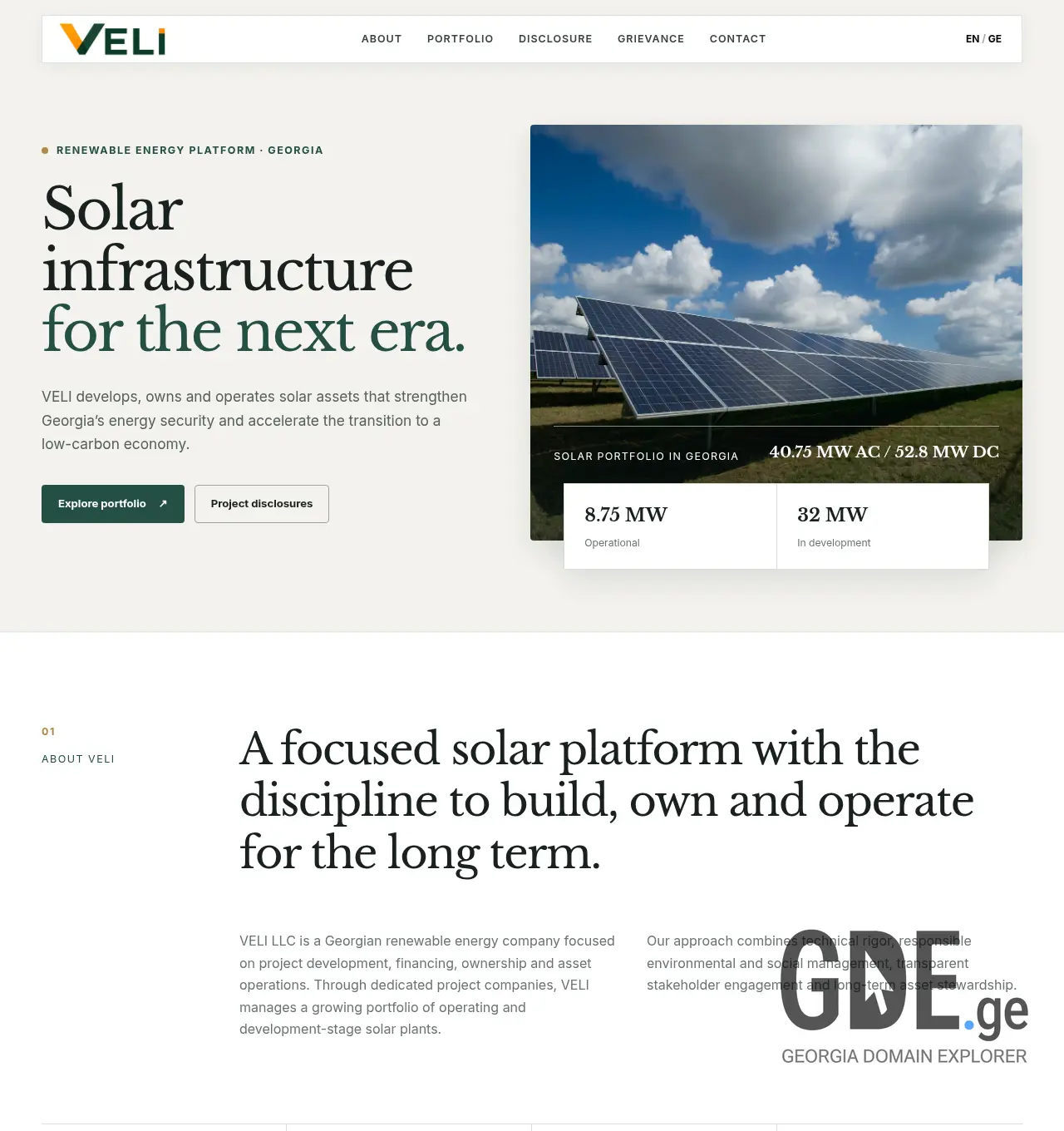 Screenshot of the site veliprojects.ge at 2026-07-24
