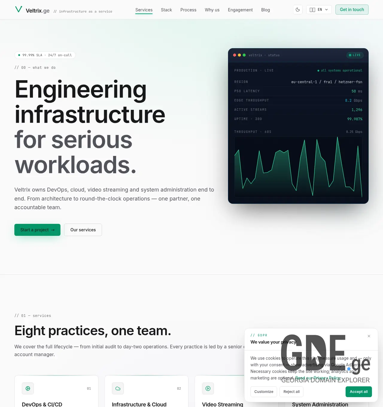 Screenshot of the site veltrix.ge at 2026-05-03
