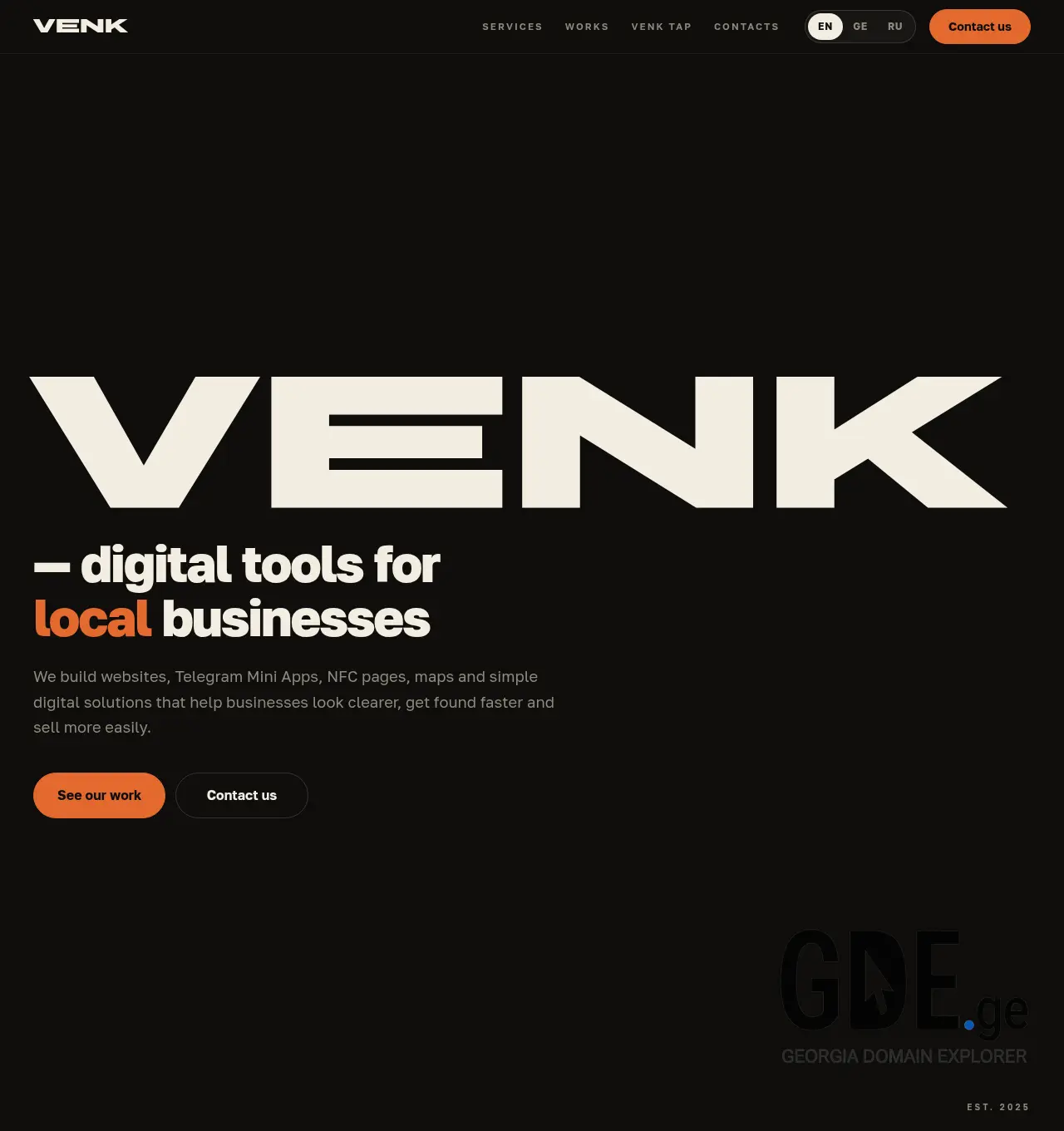 Screenshot of the site venk.ge at 2026-07-09