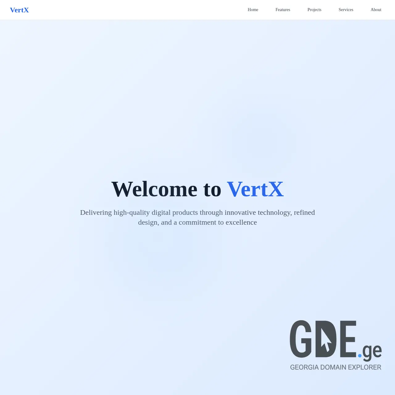 Screenshot of the site vertx.ge at 2026-03-28