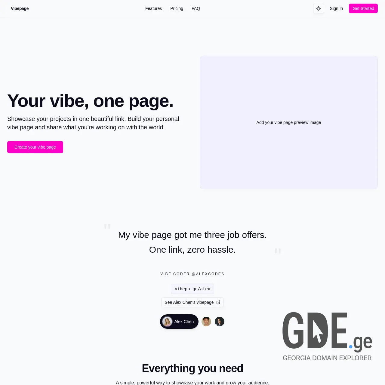 Screenshot of the site vibepa.ge at 2026-03-27