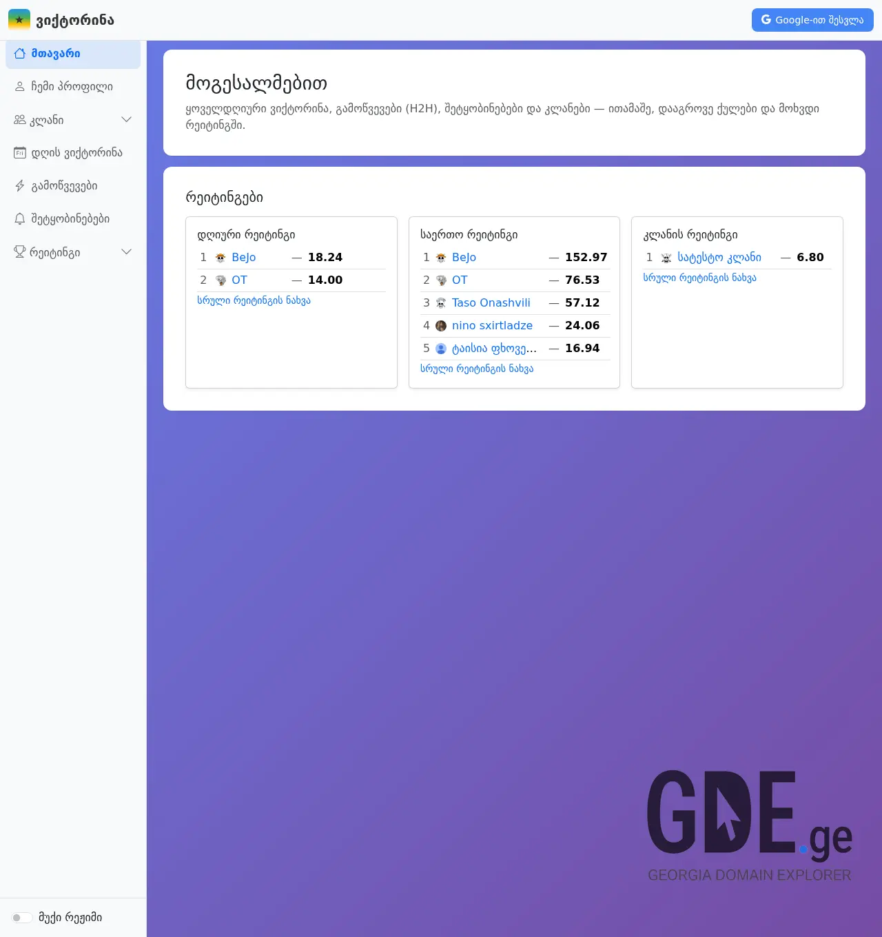 Screenshot of the site viqtorina.ge at 2026-04-22