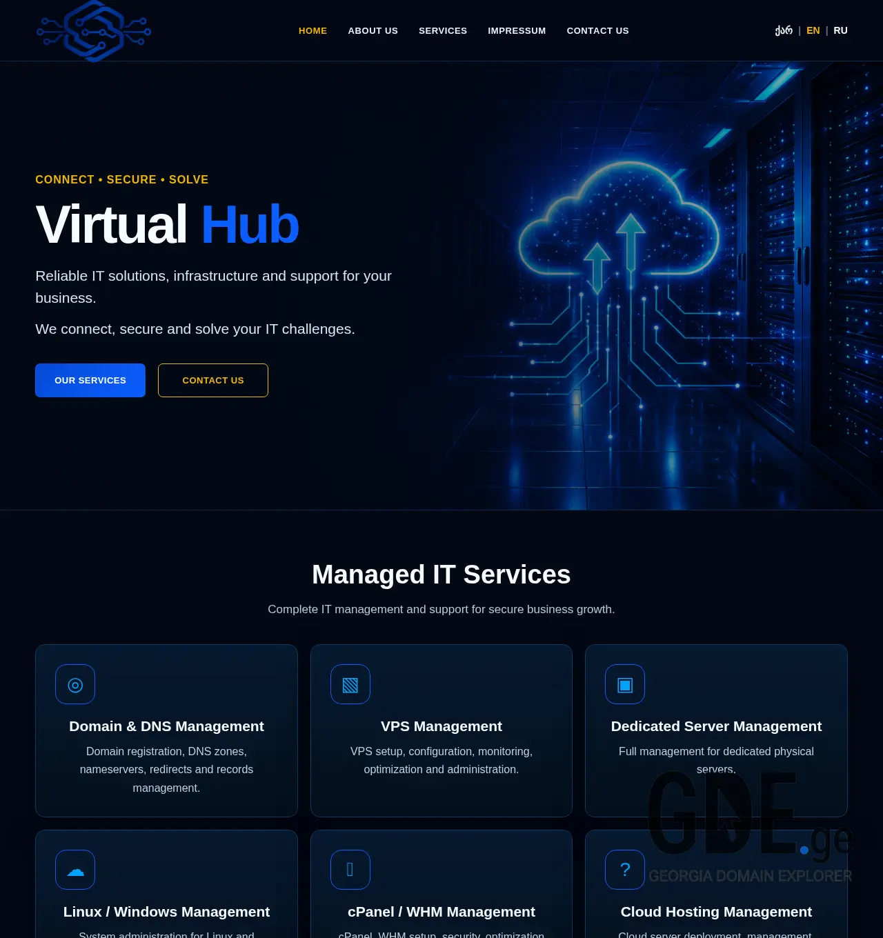 Screenshot of the site virtualhub.ge at 2026-06-09