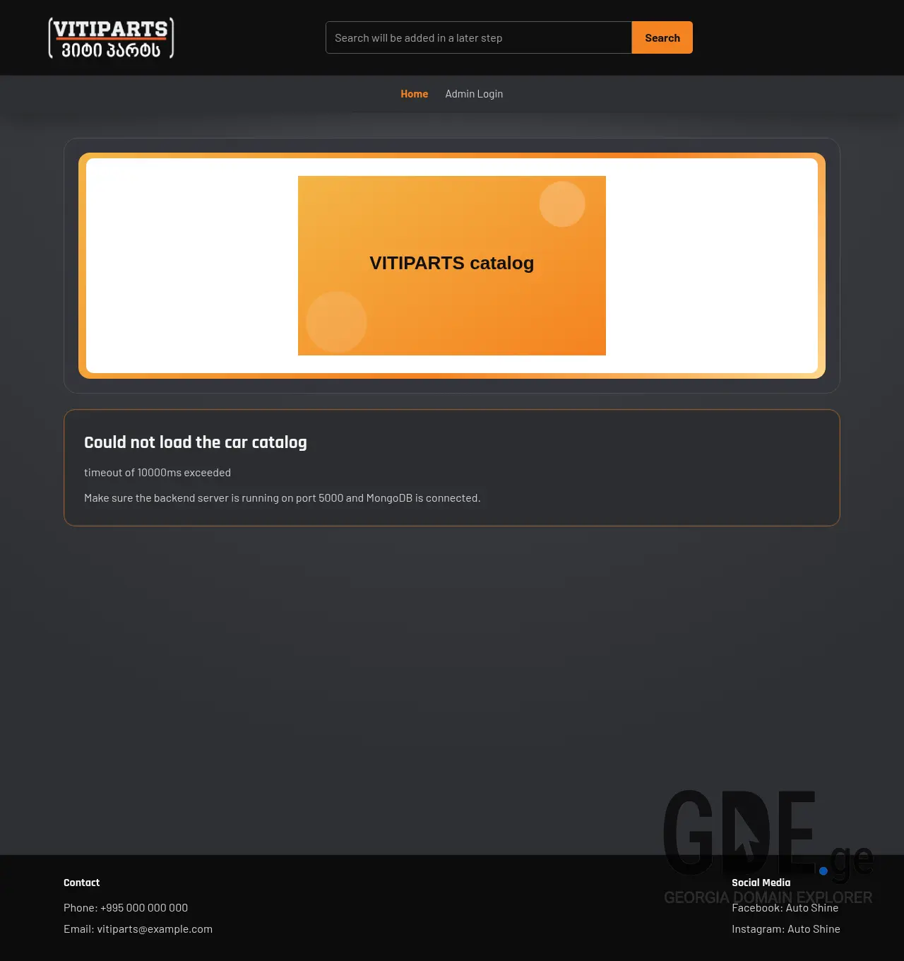 Screenshot of the site vitiparts.ge at 2026-04-27