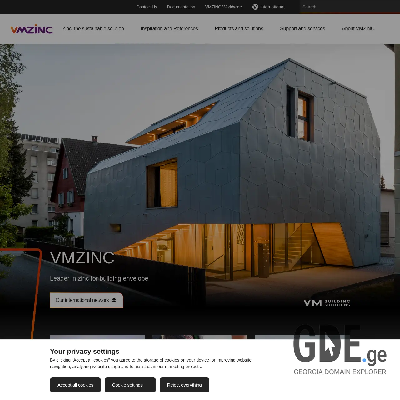 Screenshot of the site vmzinc.ge at 2026-03-26