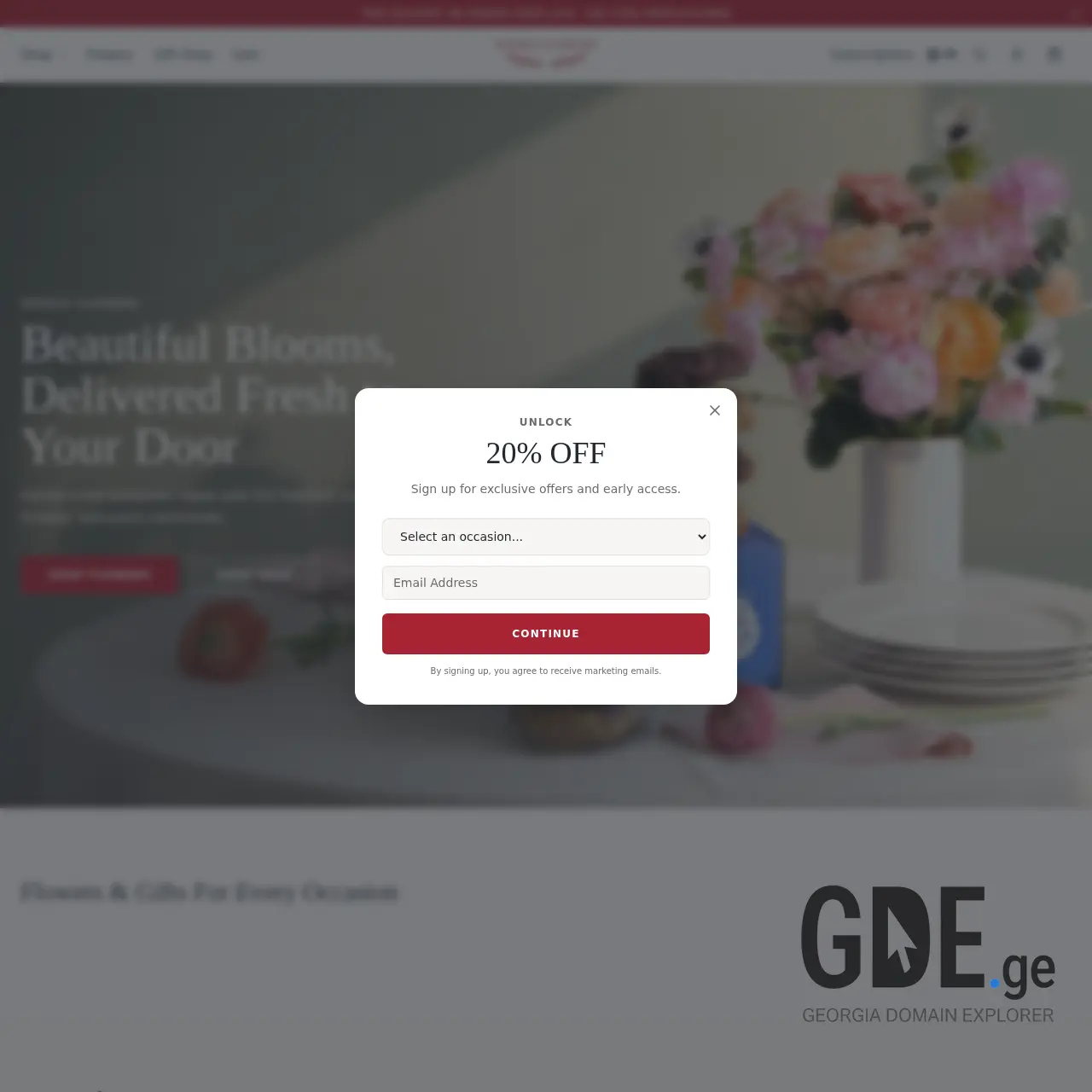 Screenshot of the site weeklyflowers.ge at 2026-03-07