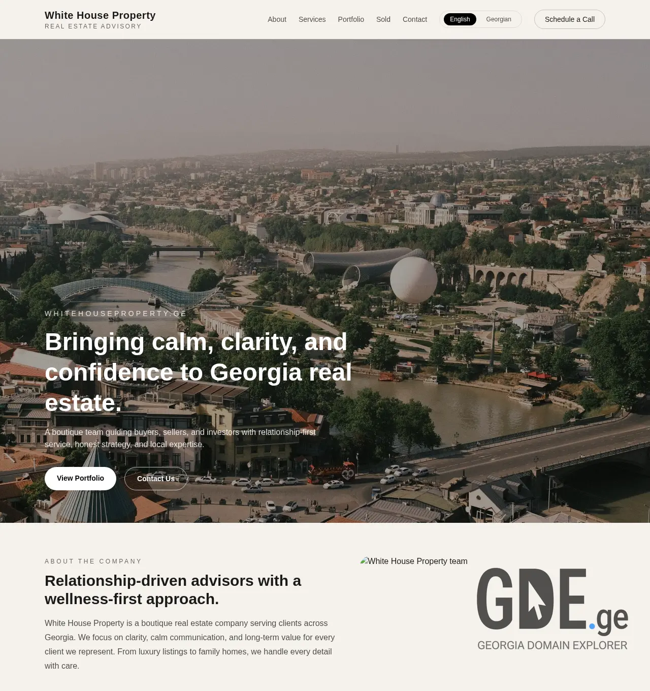 Screenshot of the site whitehouseproperty.ge at 2026-07-04