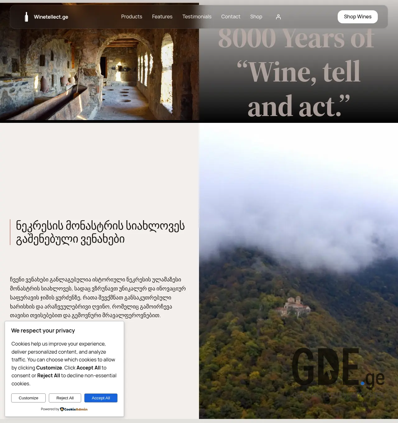 Screenshot of the site winetellect.ge at 2026-07-10