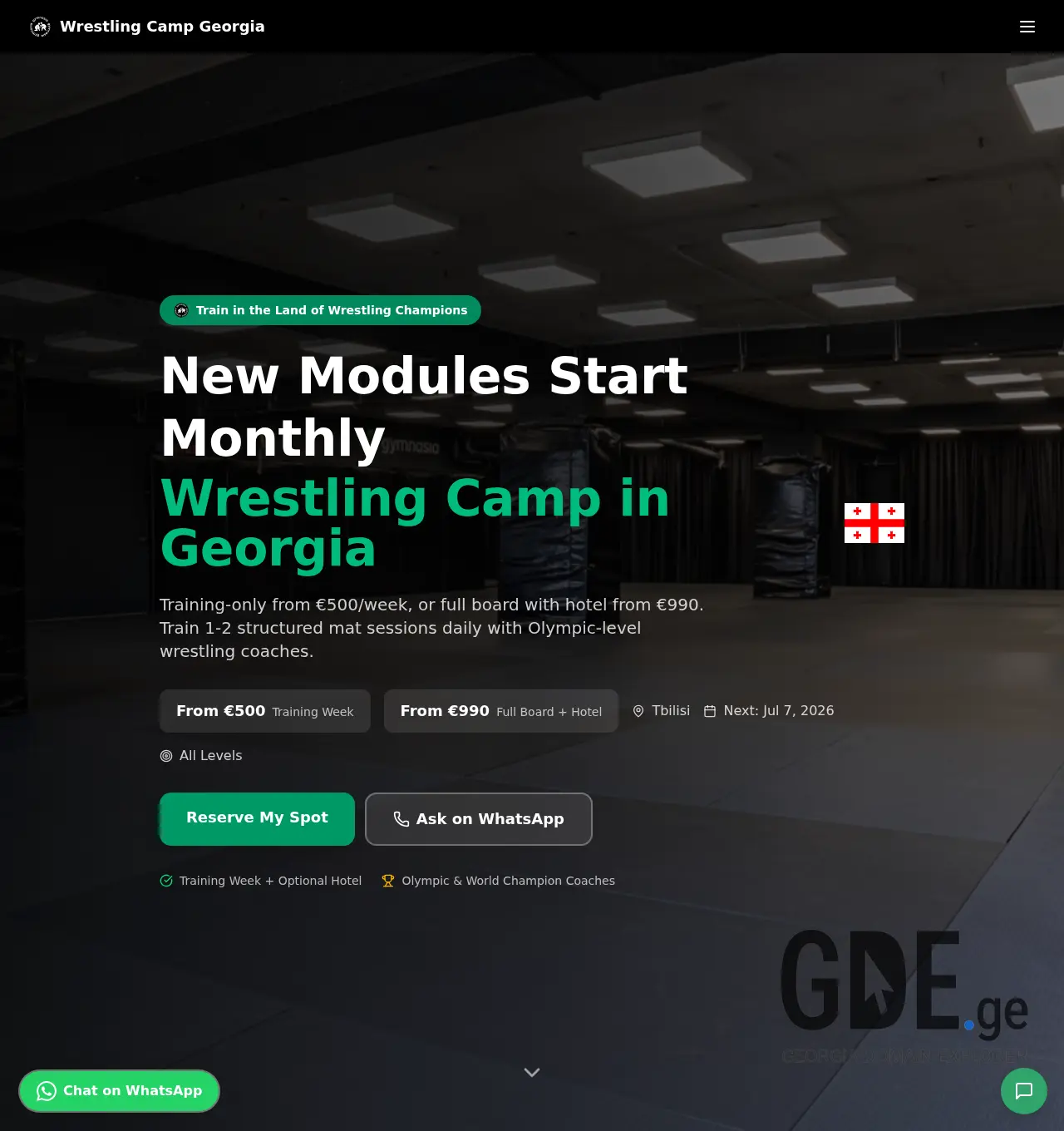 Screenshot of the site wrestlingcamp.ge at 2026-06-19