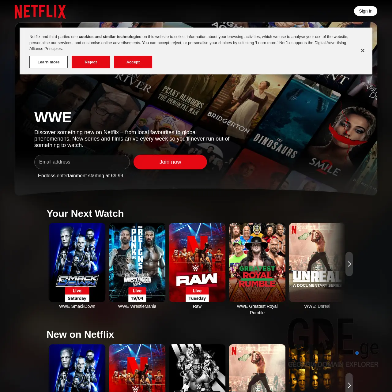 Screenshot of the site wwenetwork.ge at 2026-03-27