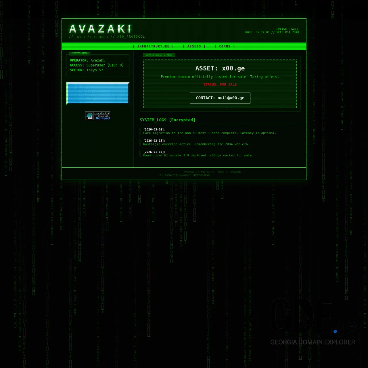 Screenshot of the site x00.ge at 2026-03-02