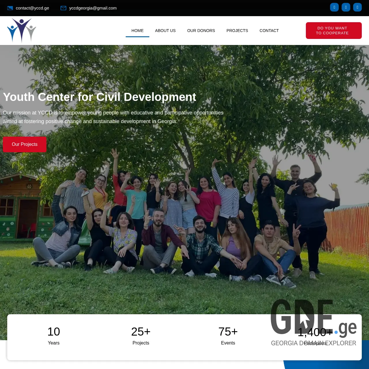 Screenshot of the site yccd.ge at 2026-03-26