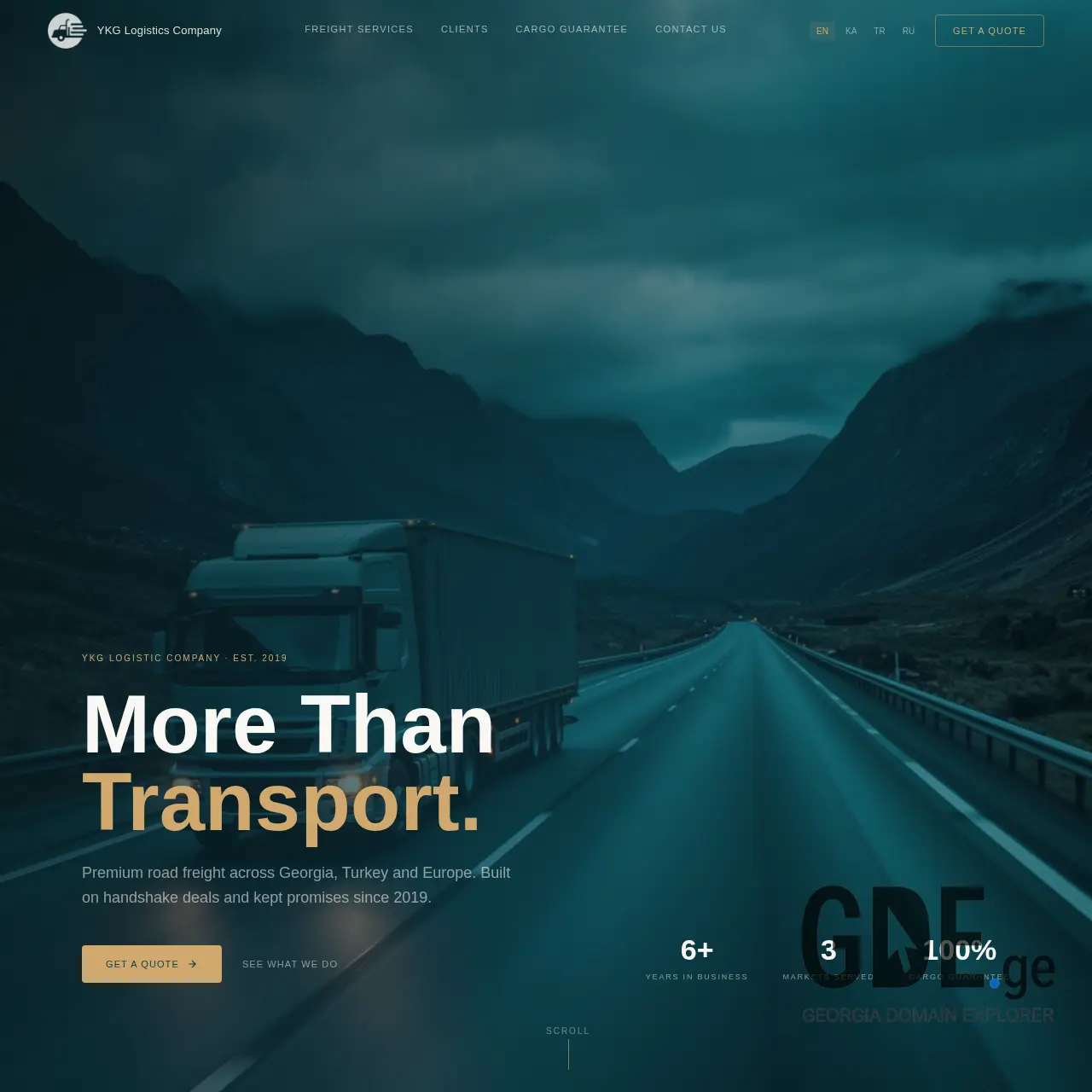 Screenshot of the site ykglogistics.ge at 2026-03-30