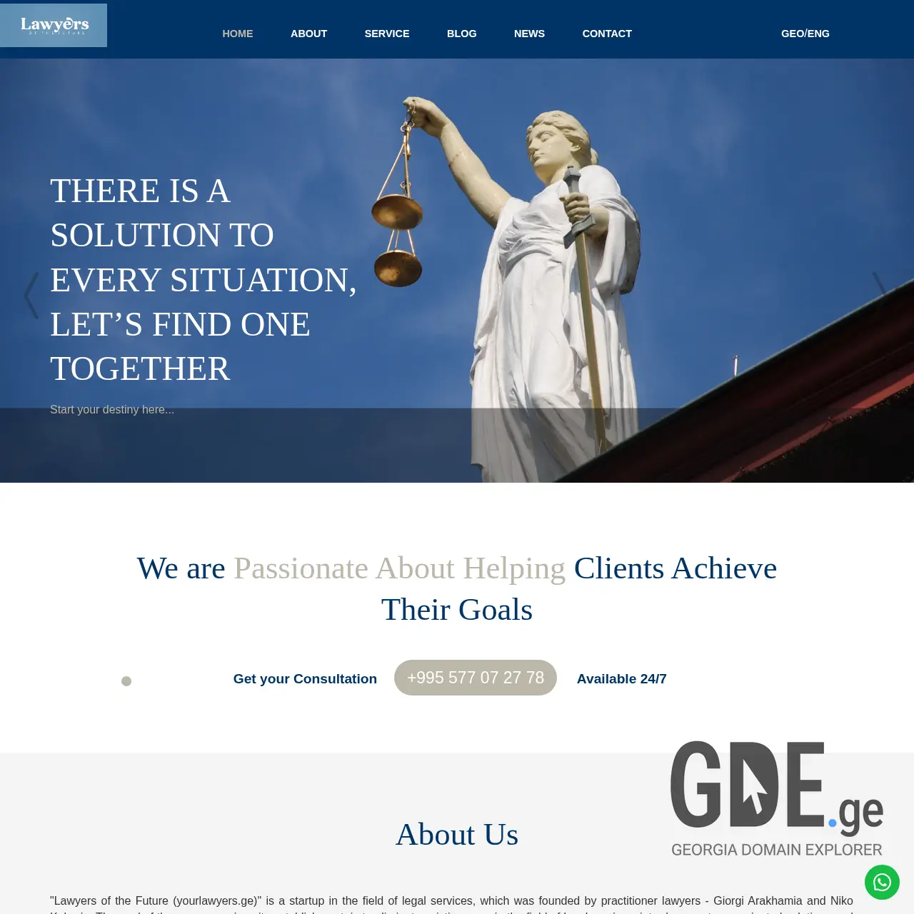 Screenshot of the site yourlawyers.ge at 2026-03-26