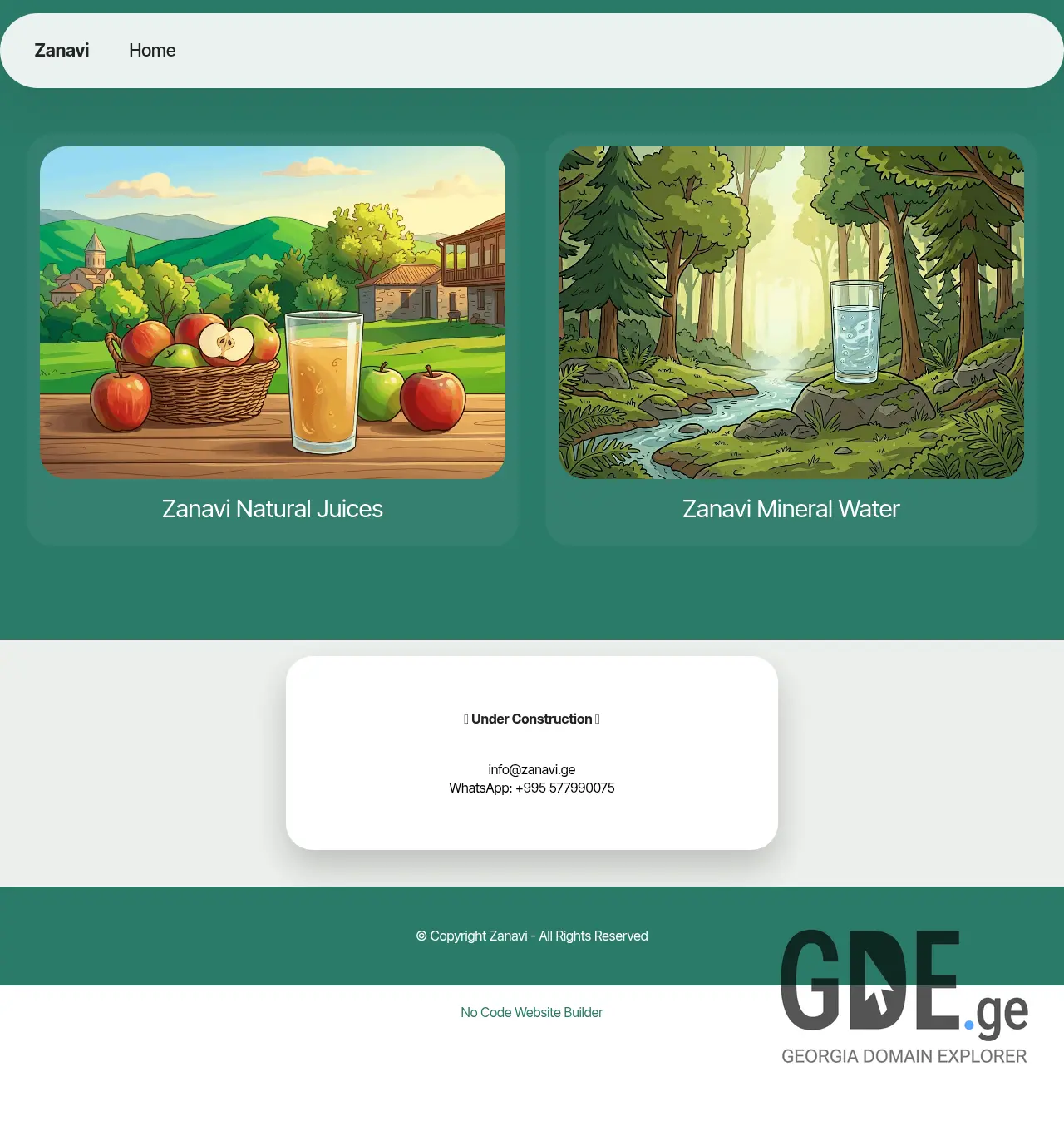 Screenshot of the site zanavi.ge at 2026-07-22