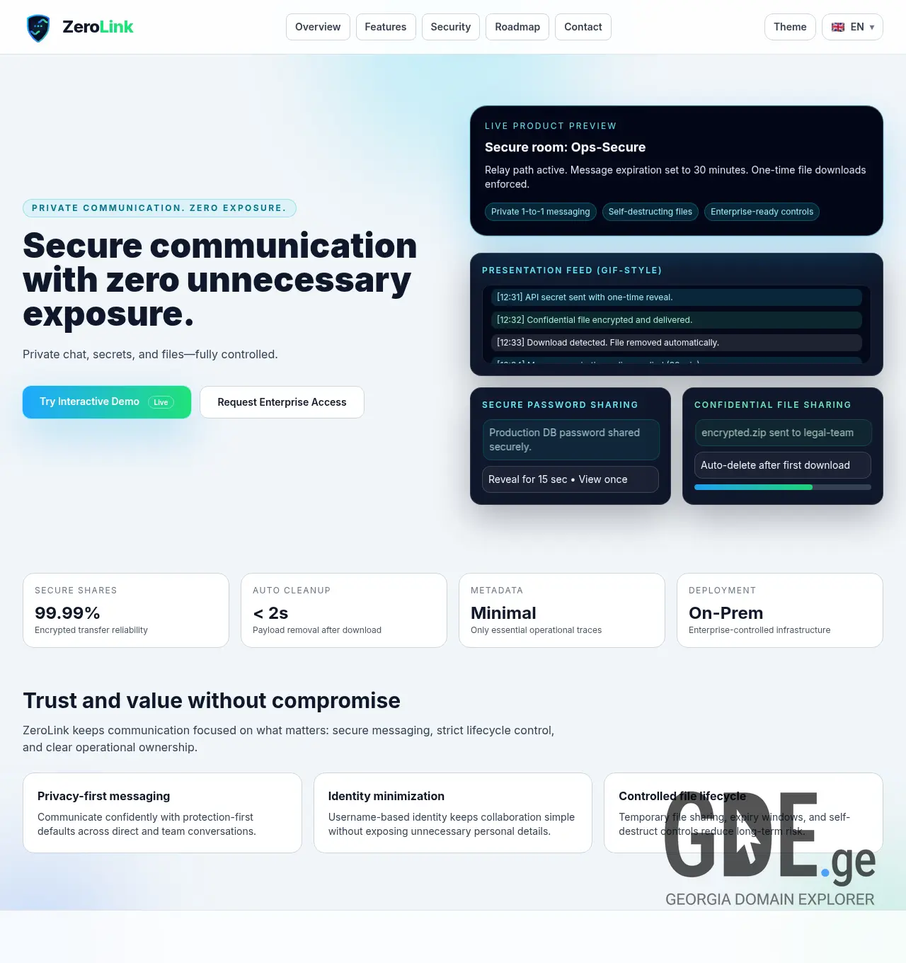 Screenshot of the site zerolink.ge at 2026-04-28