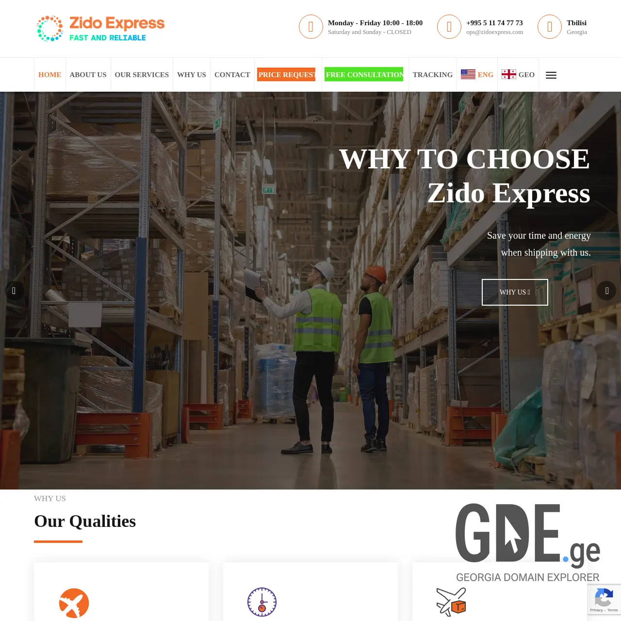 Screenshot of the site zidoexpress.ge at 2026-03-26