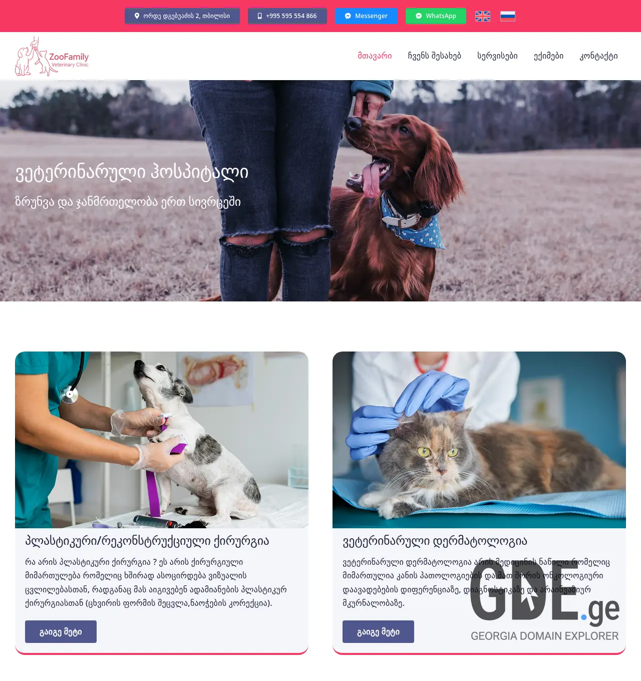 Screenshot of the site zoofamily.ge at 2026-04-28