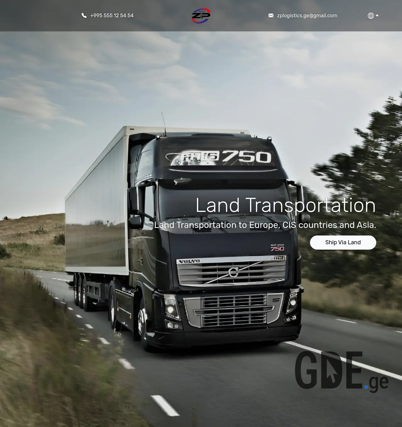 Screenshot of the site zplogistics.ge at 2026-05-05